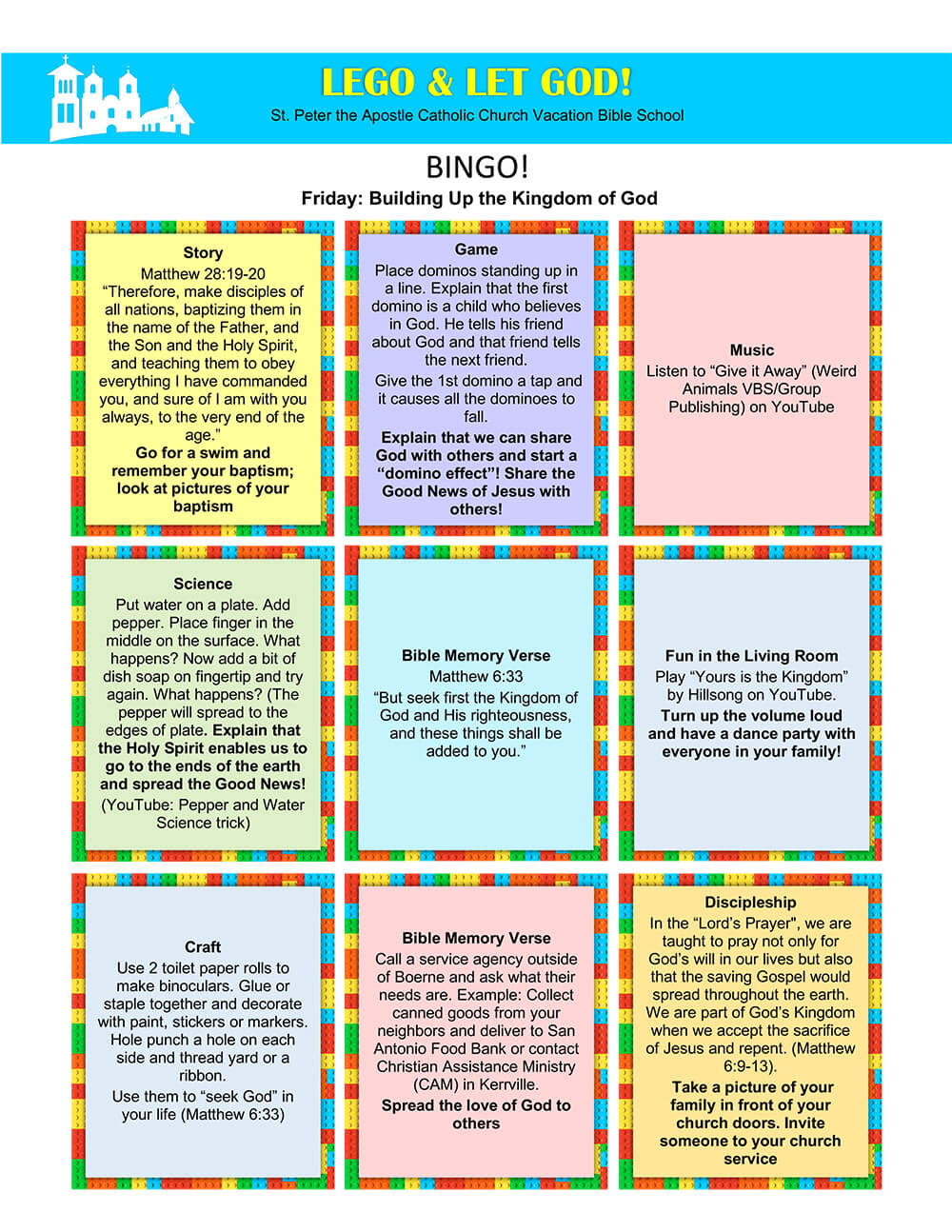 St. Peters VBS 2020 Bingo Cards Friday.docx