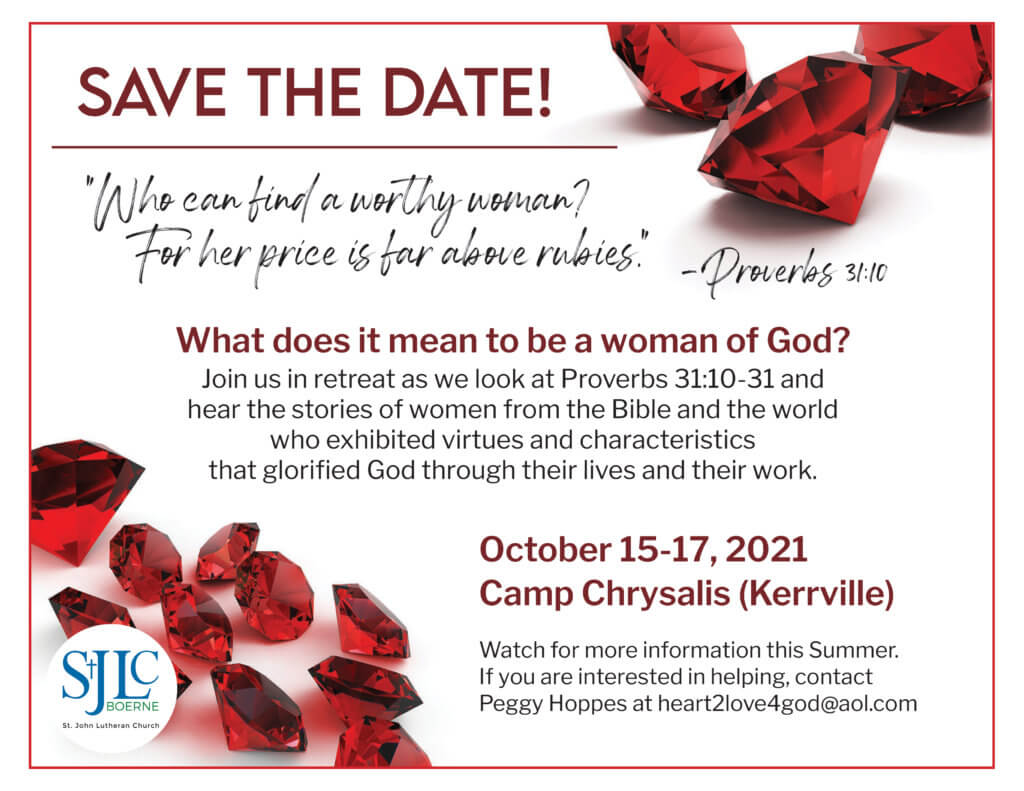 Save the Date Women's Retreat Fall 2021