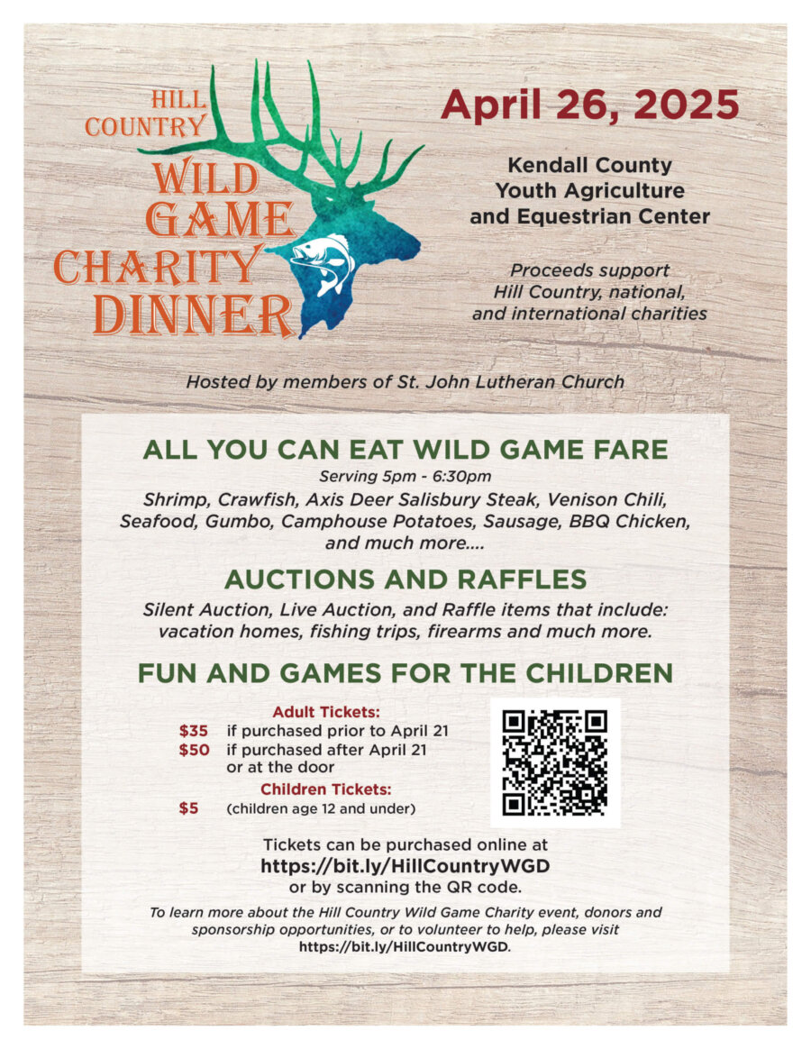 Hill Country Wild Game Dinner 2025 Flyer
